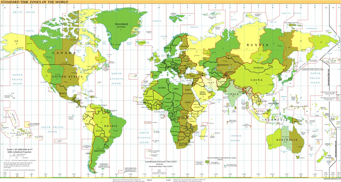 Time Zones Of The World Map (Large Version) with regard to World Time Zone Map Printable