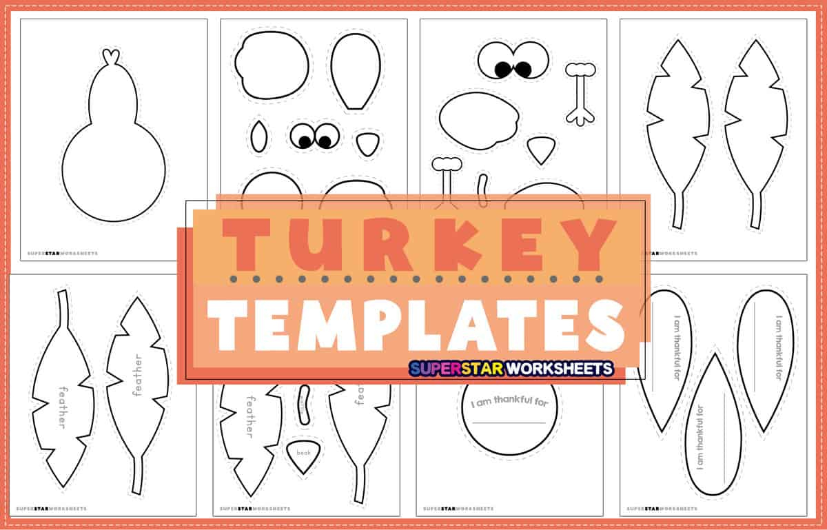 Turkey Templates (Free Printables) - Superstar Worksheets for Large Printable Turkey Template