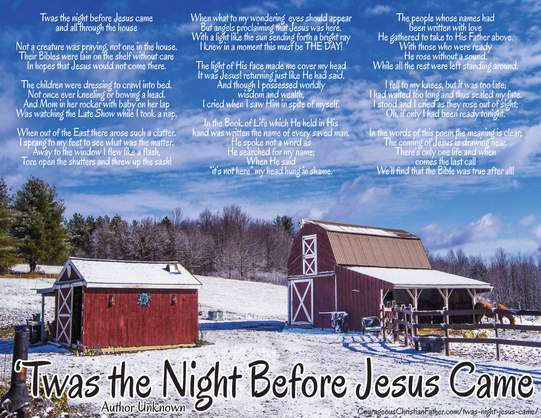 Twas The Night Jesus Came inside Twas the Night Before Jesus Came Free Printable