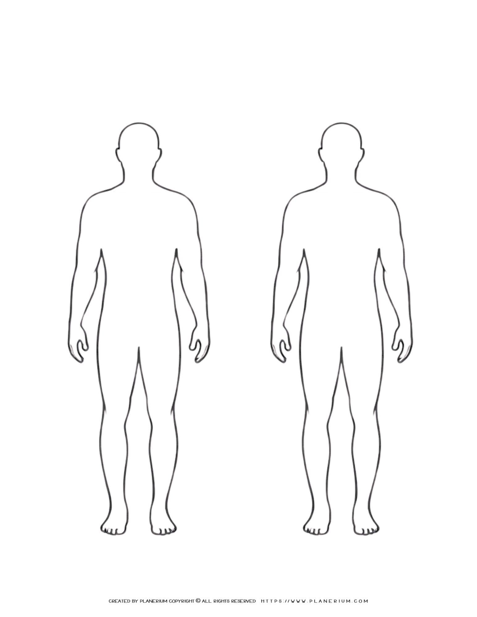 Two Man Human Body Outline Printable For Fun Learning for Printable Outline Of A Body