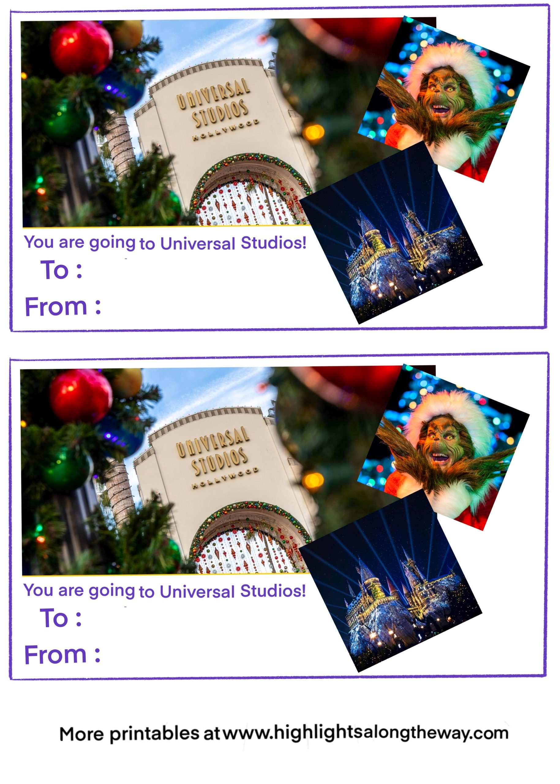 Universal Studios Trip Reveal Printable Certificate within Free Printable Universal Studios Tickets