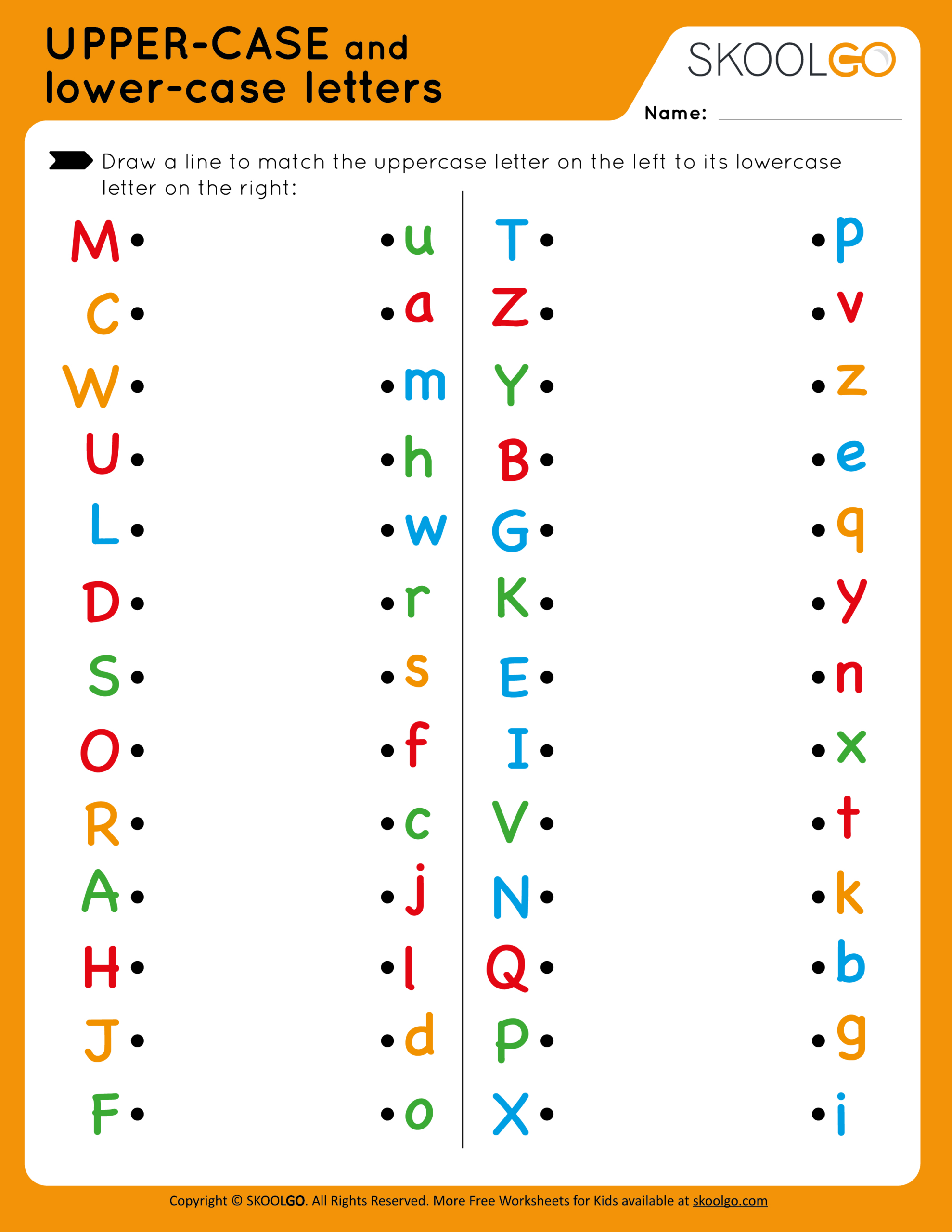 Upper-Case And Lower-Case Letters - Free Worksheet For Kids intended for Alphabet Printables Upper And Lowercase