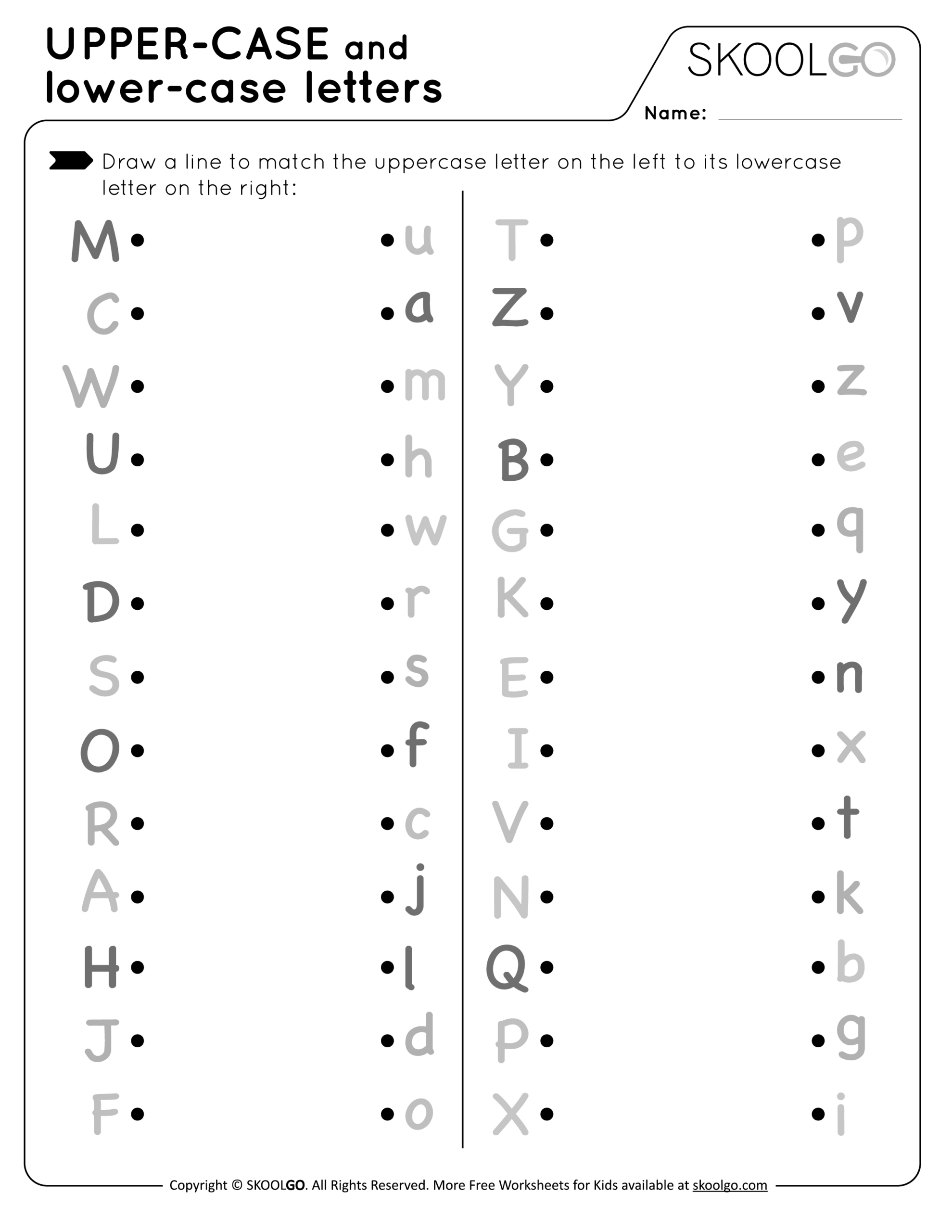 Upper-Case And Lower-Case Letters - Free Worksheet For Kids throughout Alphabet Printables Upper And Lowercase