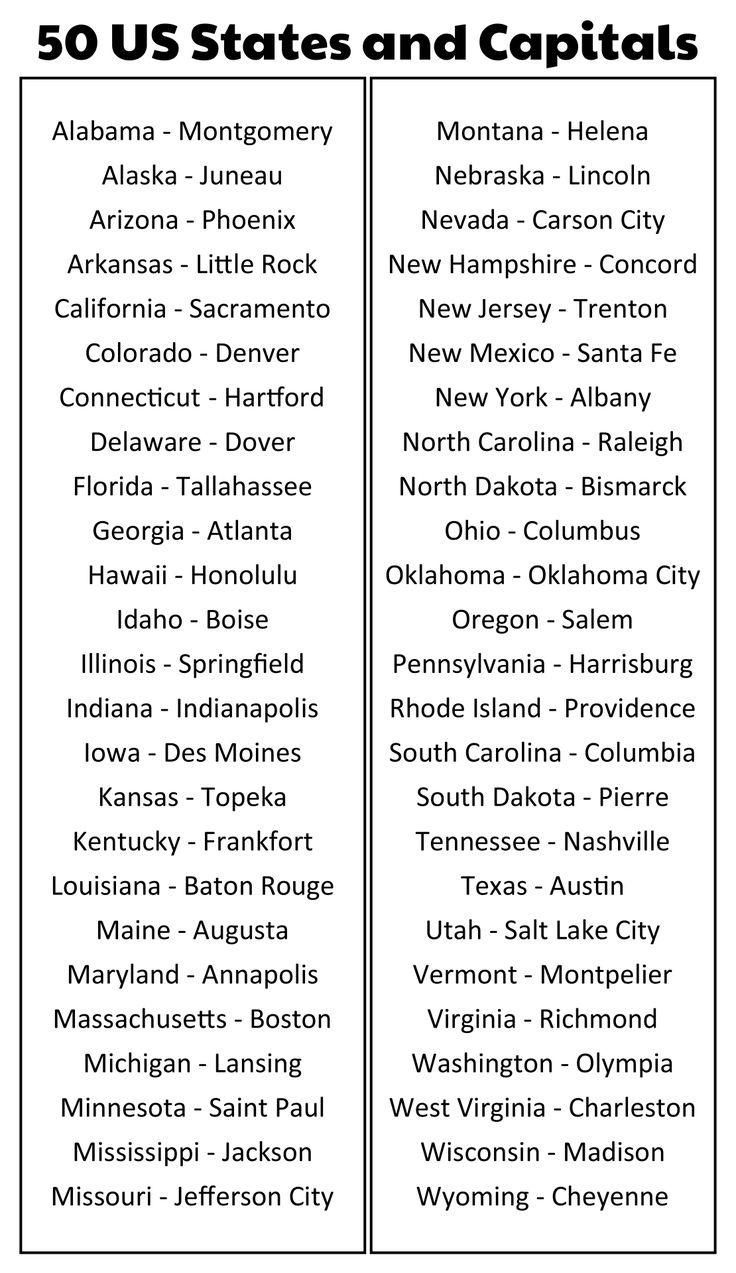 Us State Capitals List - 11 Free Pdf Printables | Printablee within States and Capitals Printable List