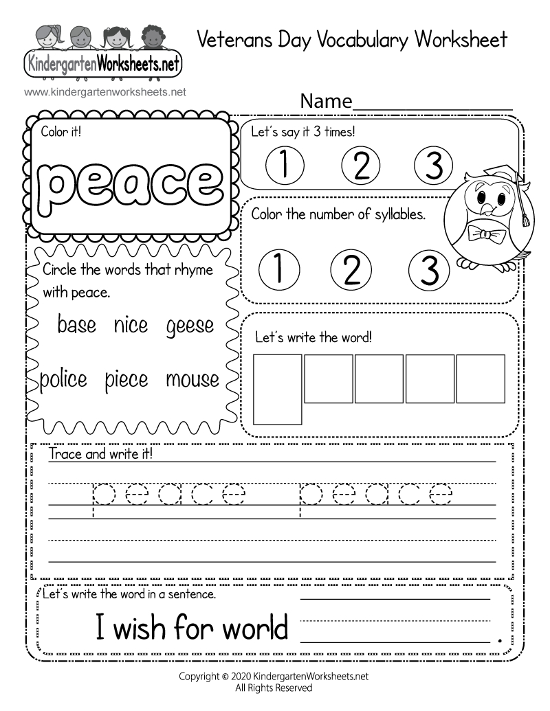 Veterans Day Vocabulary Worksheet - Free Printable, Digital, & Pdf with Free Printable Veterans Day Worksheets
