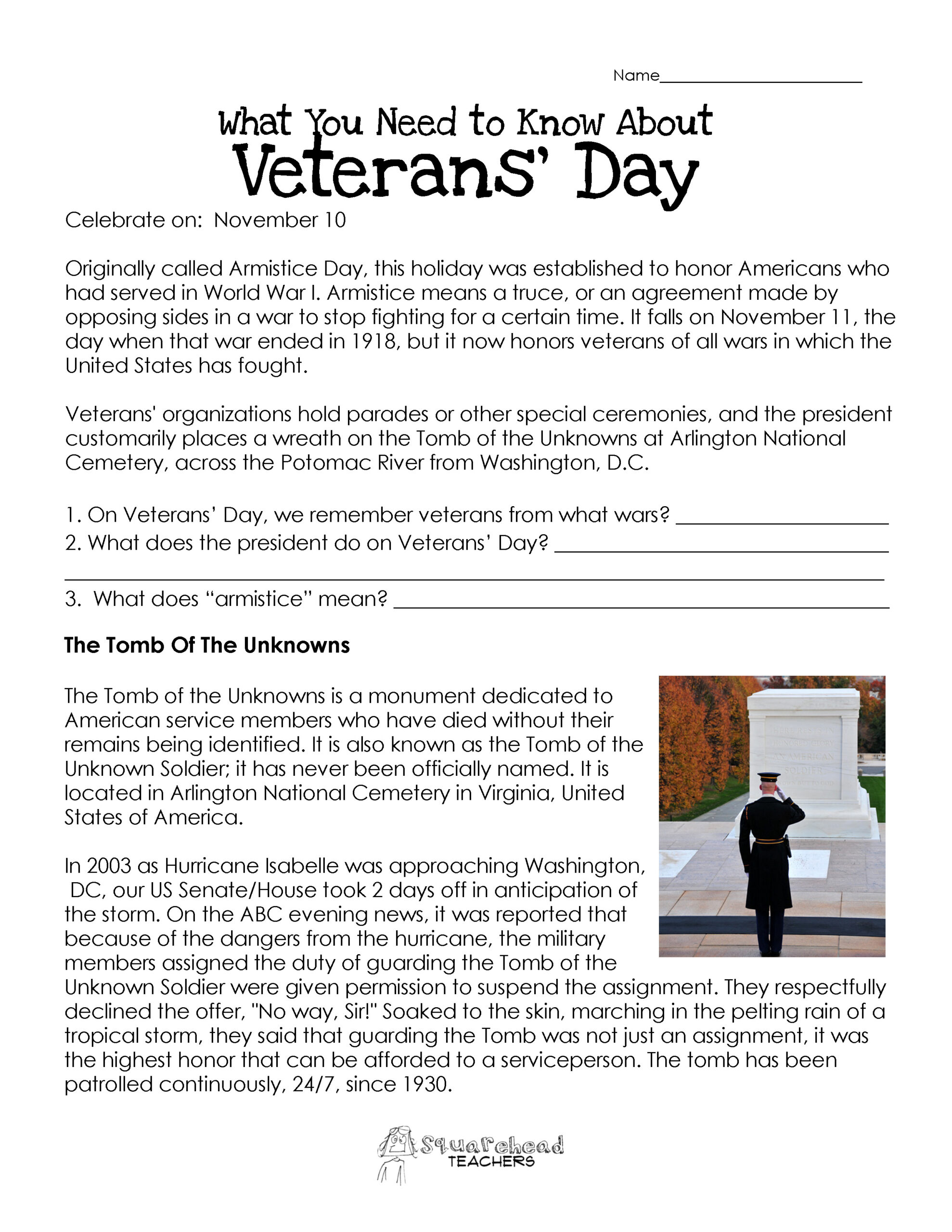 Veterans Day Worksheet Updated | Squarehead Teachers - Worksheets with regard to Free Printable Veterans Day Worksheets
