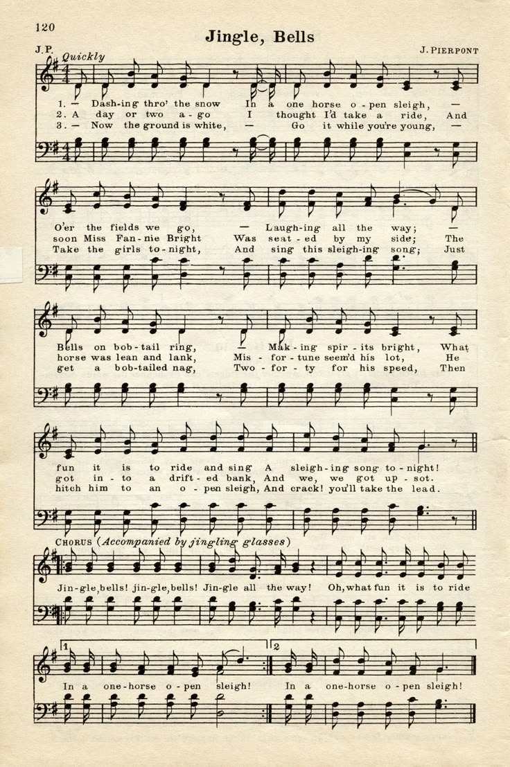 Vintage Christmas Sheet Music Graphic ~ Jingle Bells - The Old inside Jingle Bells Sheet Music Printable
