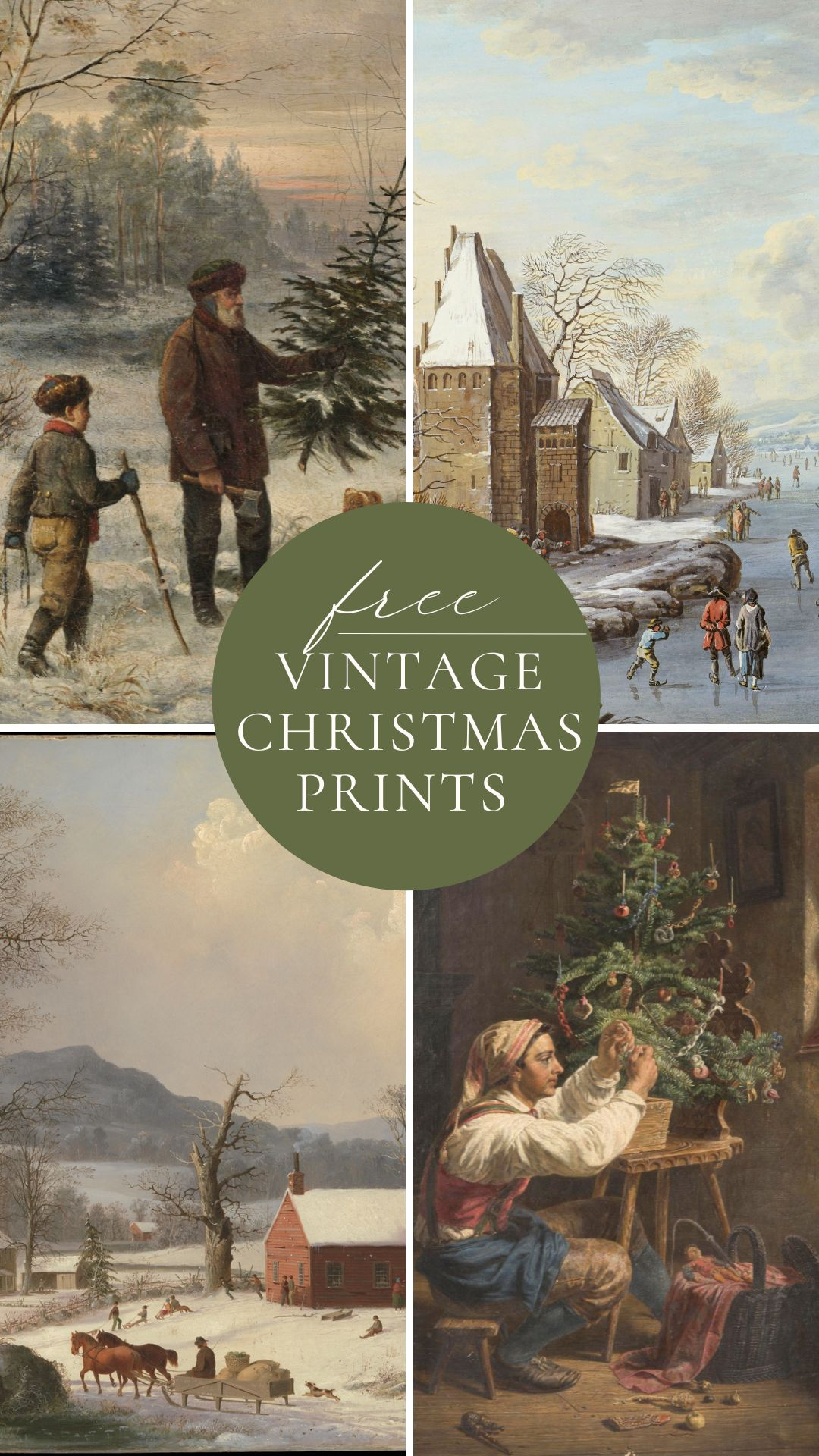 Vintage Winter Village Prints | Amelia Lawrence with regard to Free Printable Vintage Christmas Images