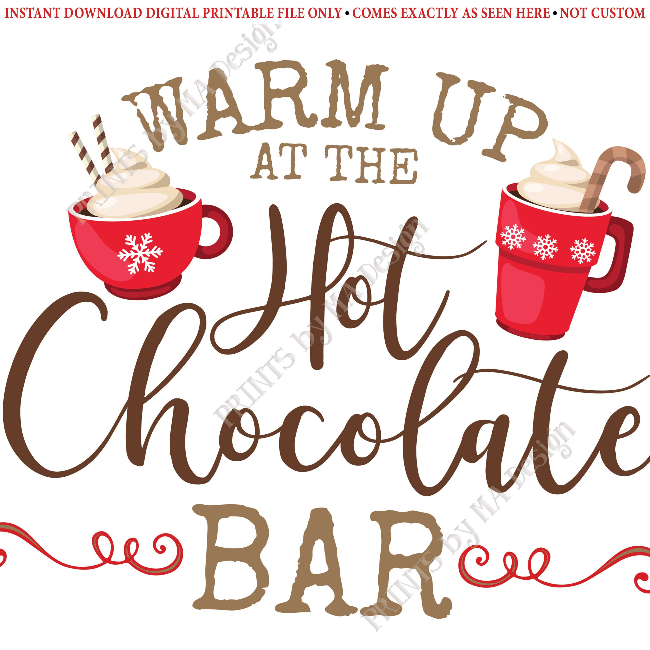 Wärmen Sie Sich Am Hot Chocolate Bar Schild Auf, Weihnachtsfeier in Printable Hot Chocolate Bar Sign