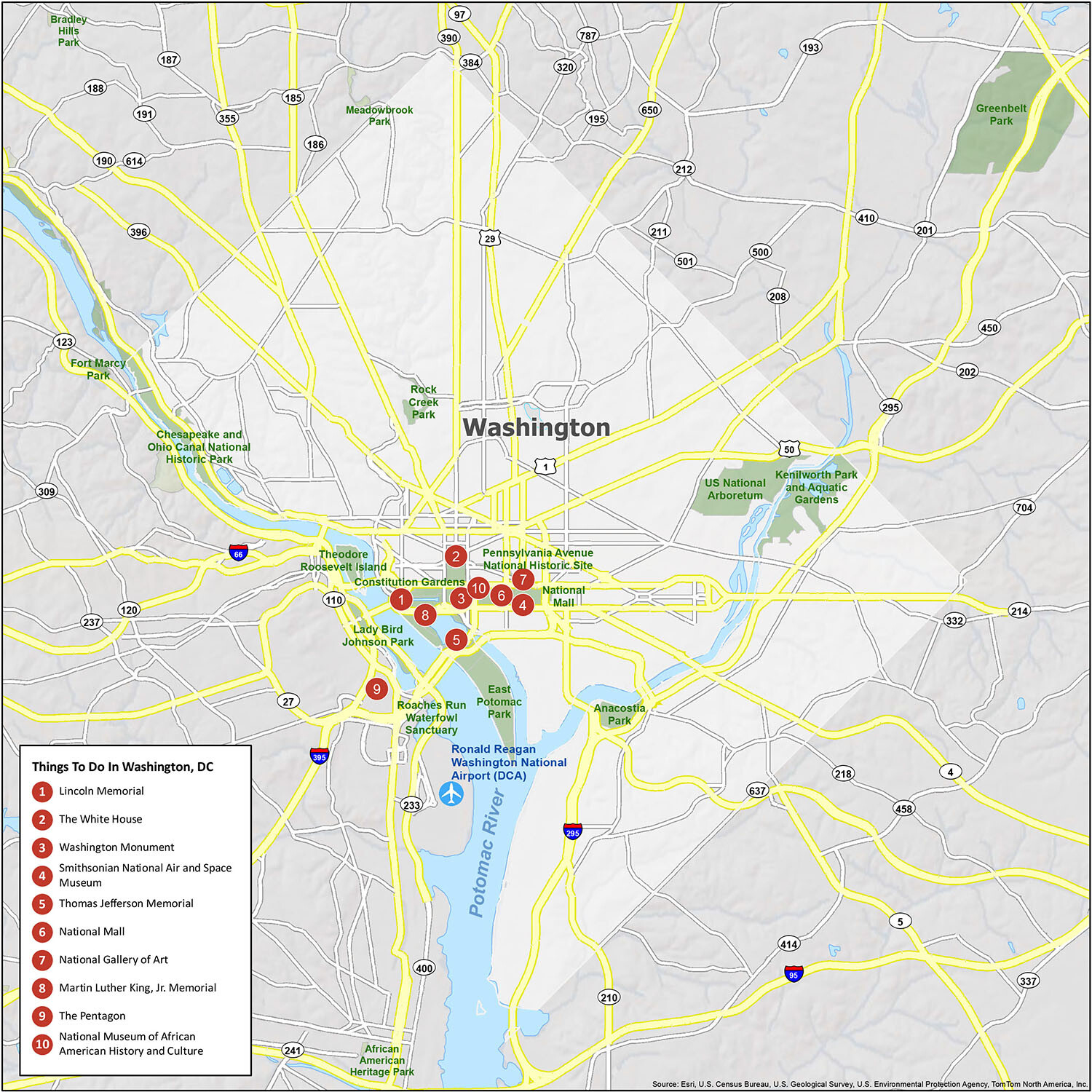 Washington Dc Map, District Of Columbia - Gis Geography inside Printable Map Of Washington Dc