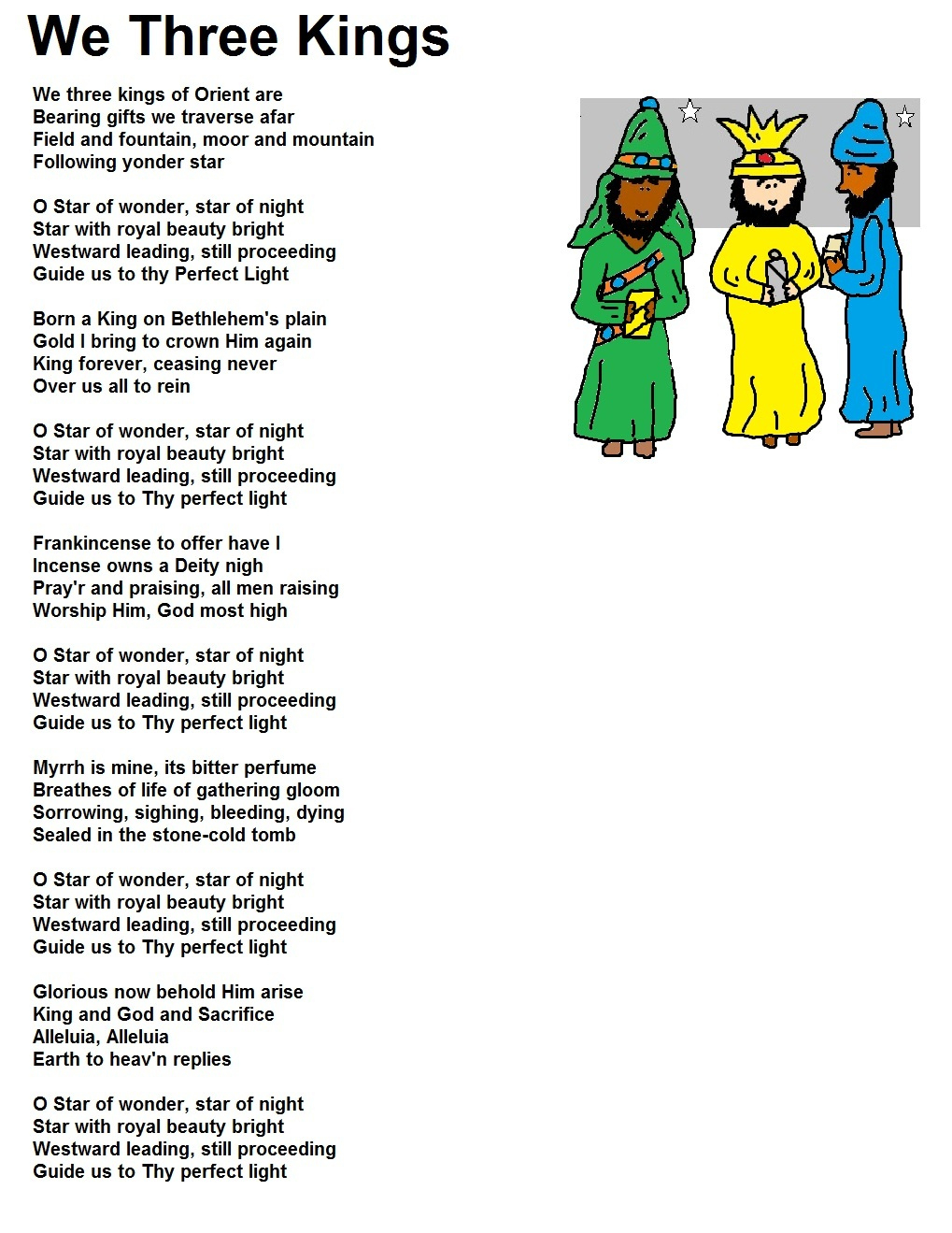 We Three Kings Lyrics for We Three Kings Lyrics Printable
