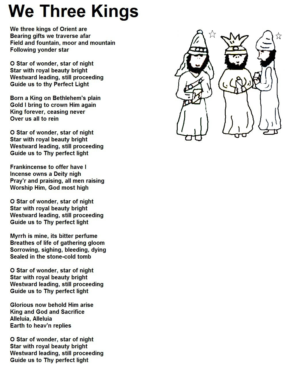 We Three Kings Lyrics - Worksheets Library with regard to We Three Kings Lyrics Printable
