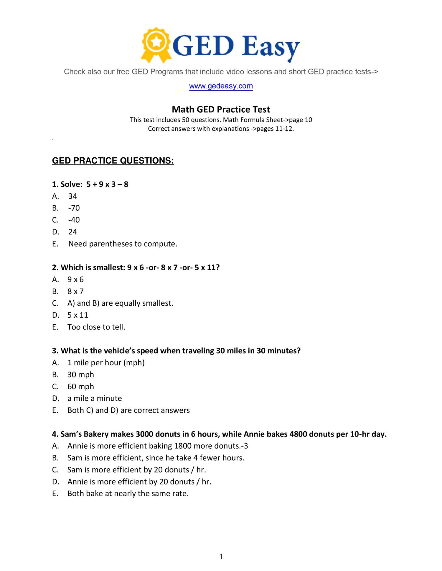 Week 15 Homework Adv Math- Printable-Ged-Math-Practice-Test2- Do regarding Ged Math Practice Test Printable
