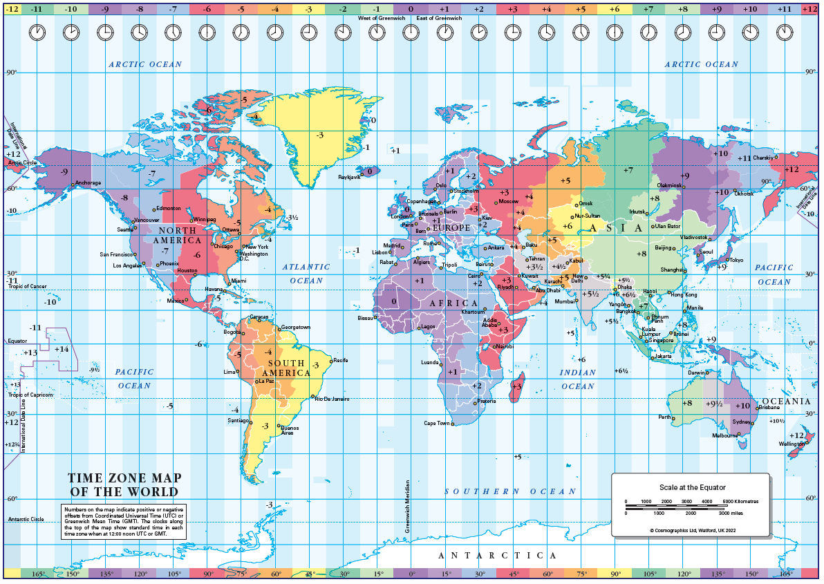 World Time Zones Map (Download) throughout Printable Time Zone World Map
