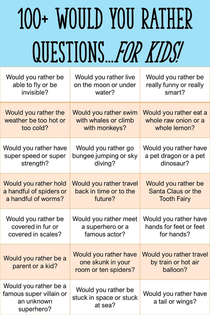 Would You Rather Questions For Kids (Printable Game!) intended for Kids Would You Rather Questions Printable